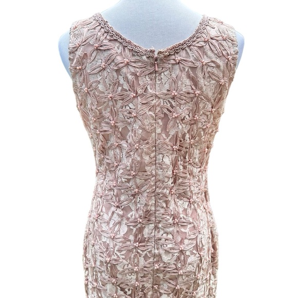 Scala Beaded Soutache Lace Gown Maxi Dress Pale Baby Pink Small Sleeveless - Picture 6 of 17